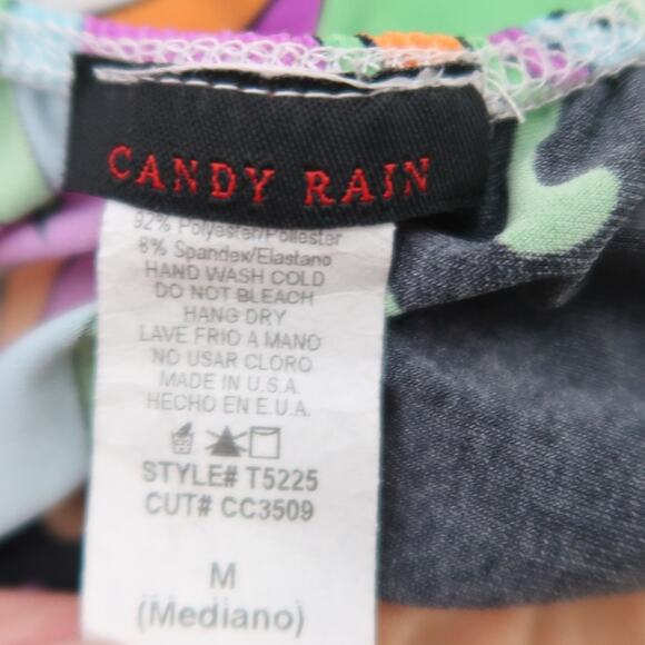 Vintage Y2K Candy Rain psychedelic print babydoll halter top M - Picture 5 of 5